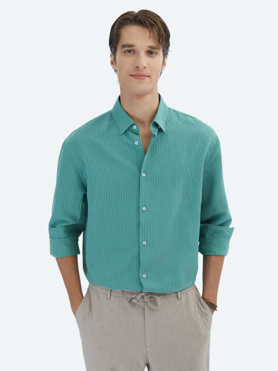 Nile Green Oversize Fit Weaving Casual Shirt - 3