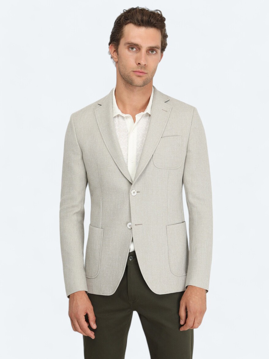 Nile Green Plain Modern Fit Jacket - 1