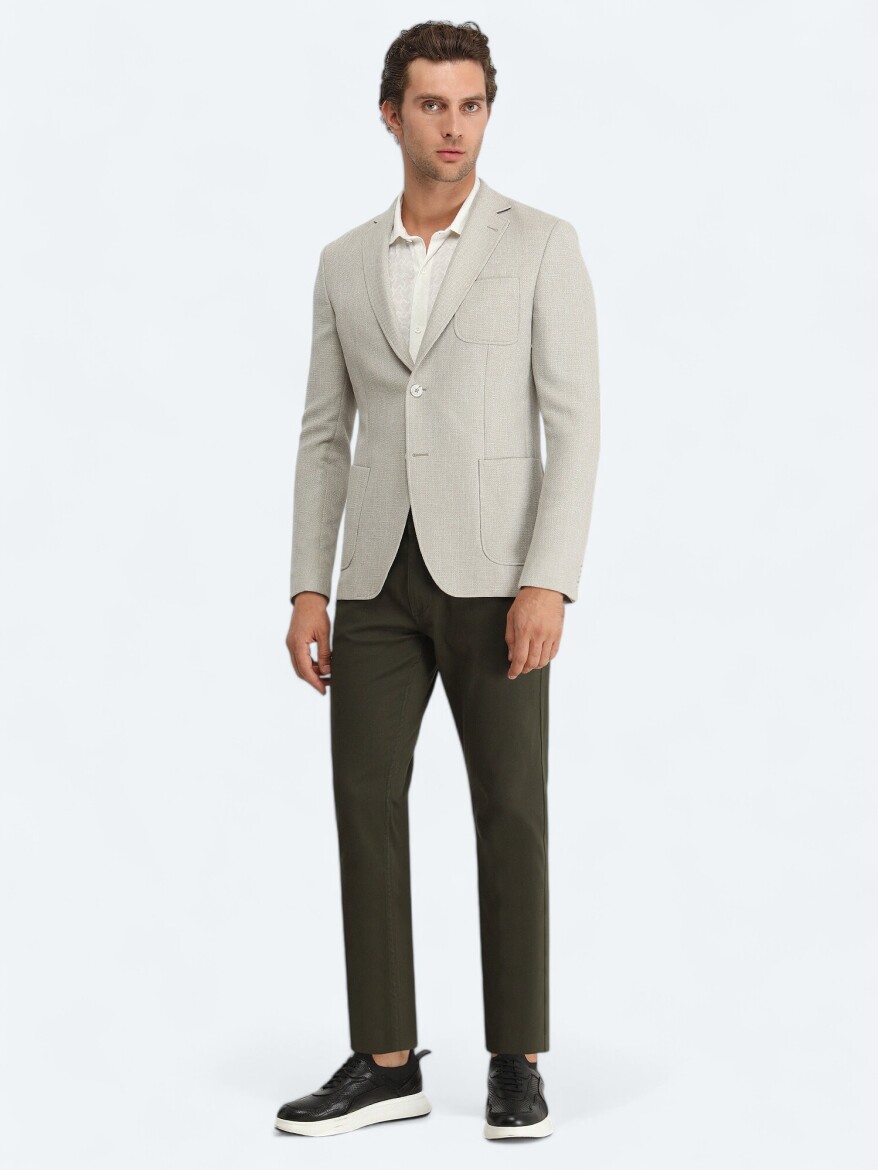 Nile Green Plain Modern Fit Jacket - 2