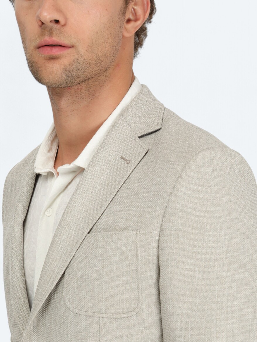 Nile Green Plain Modern Fit Jacket - 3