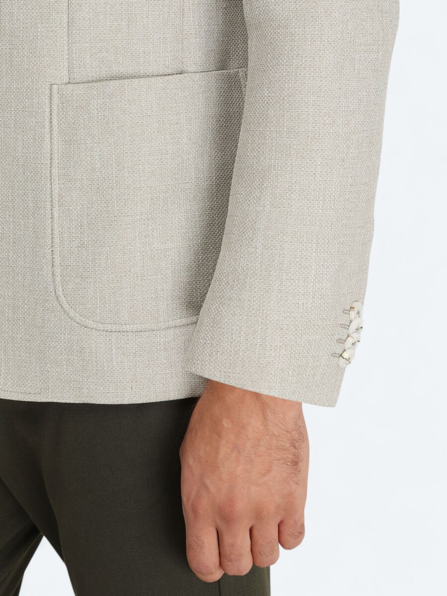 Nile Green Plain Modern Fit Jacket - 4