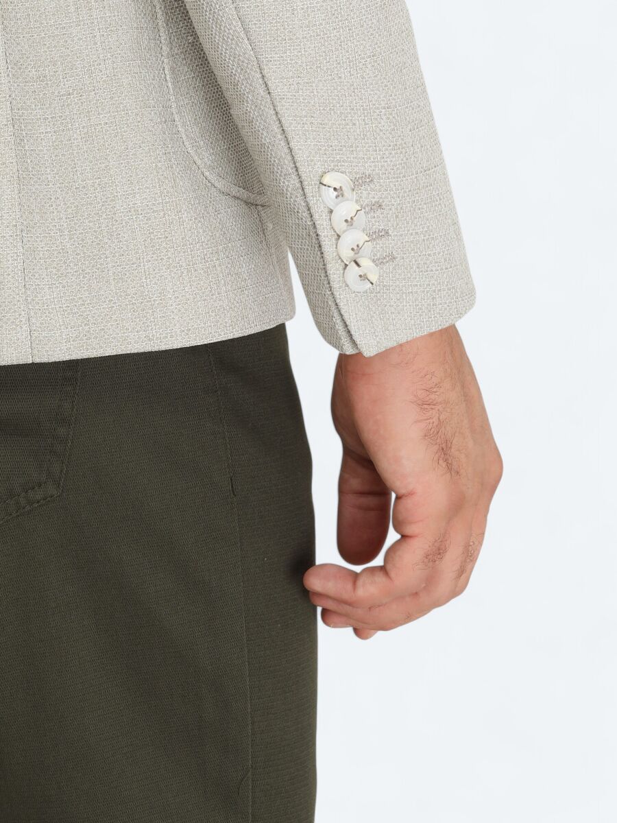 Nile Green Plain Modern Fit Jacket - 5