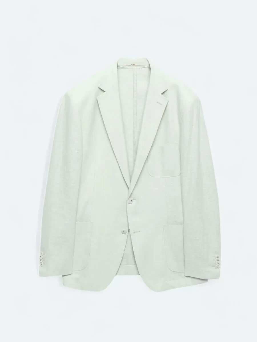 Nile Green Plain Modern Fit Jacket - 1