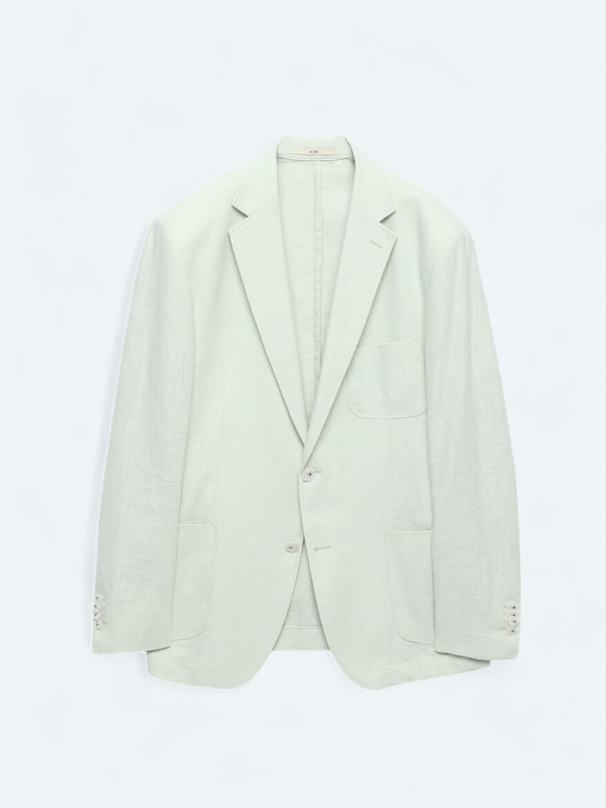 Nile Green Plain Modern Fit Jacket 