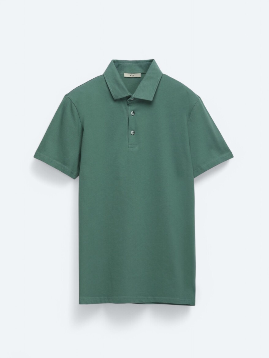 Nile Green Plain Polo Neck 100% Cotton T-Shirt - 8