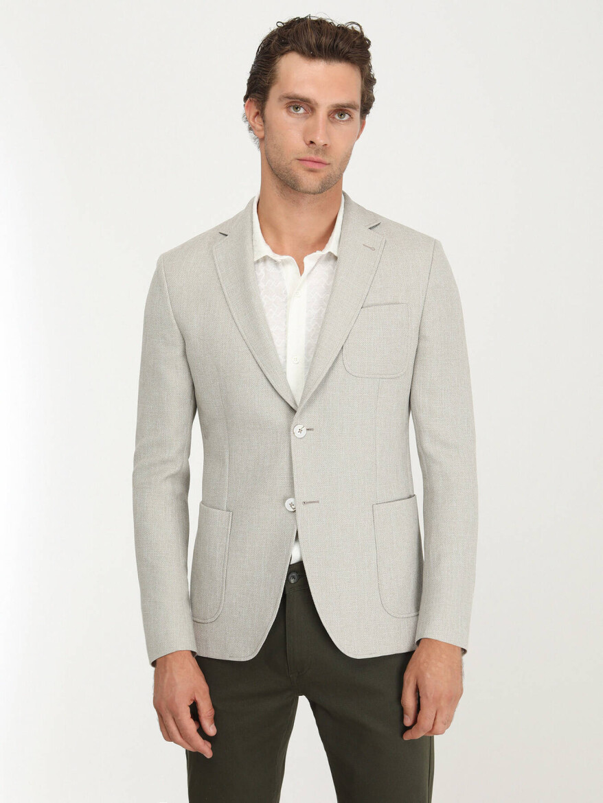 Nile Green Plain Regular Fit Jacket - 1