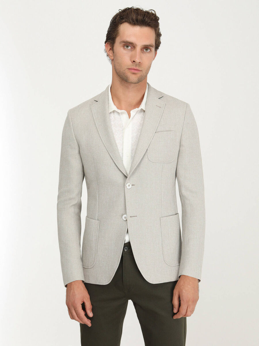 Nile Green Plain Regular Fit Jacket - 1