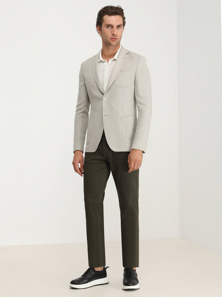 Nile Green Plain Regular Fit Jacket - 2