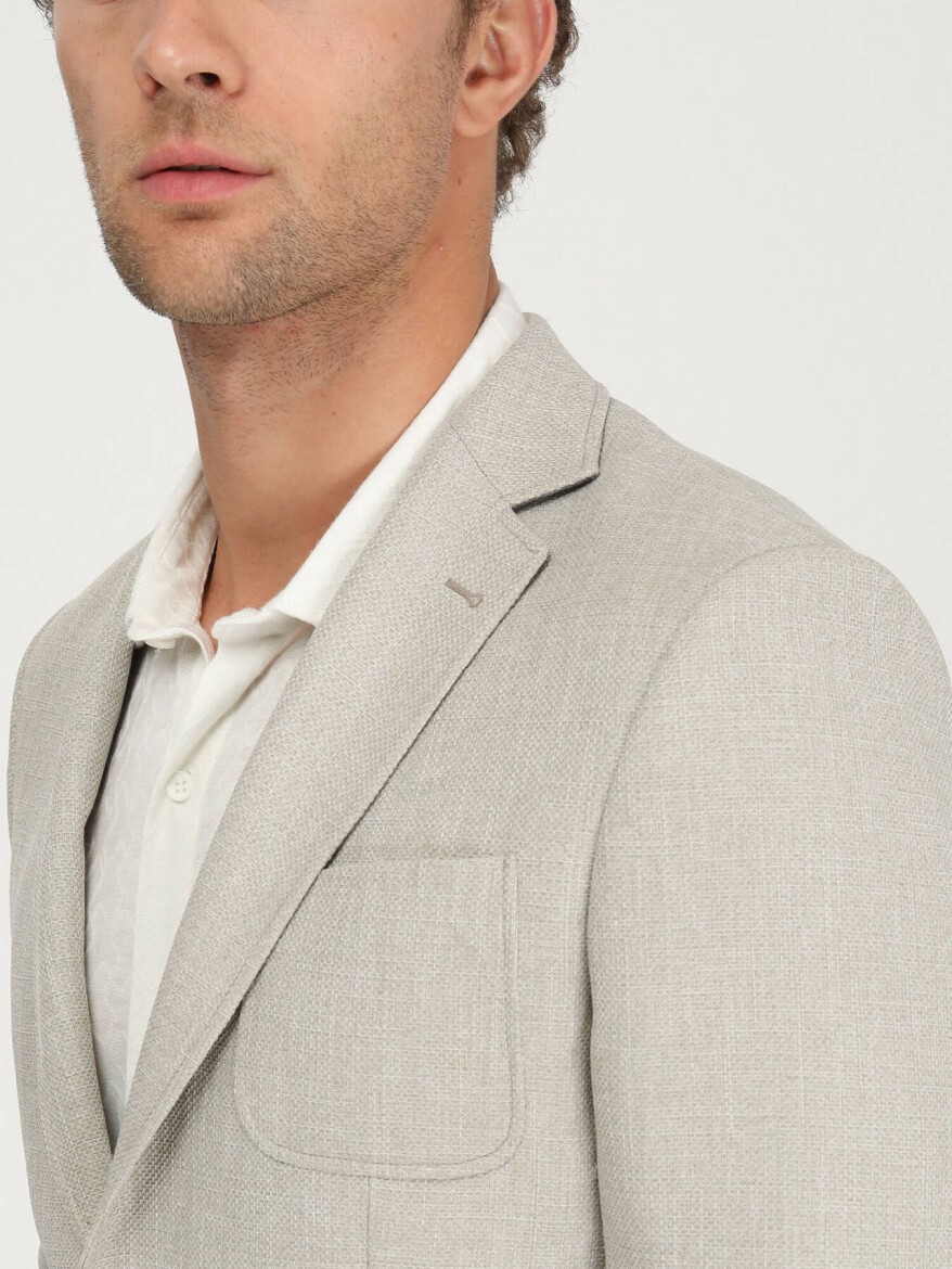 Nile Green Plain Regular Fit Jacket - 3