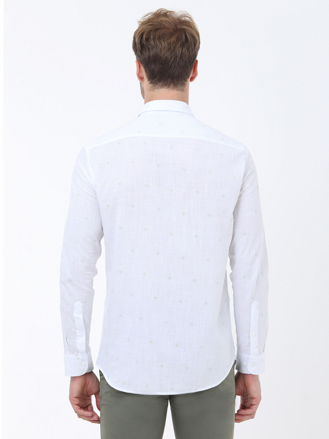 Nile Green Printed Regular Fit Weaving Casual 100% Cotton Shirt - 4