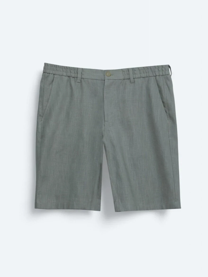 Nile Green Weaving Jogging Fit Casual Cotton Blended Bermuda 