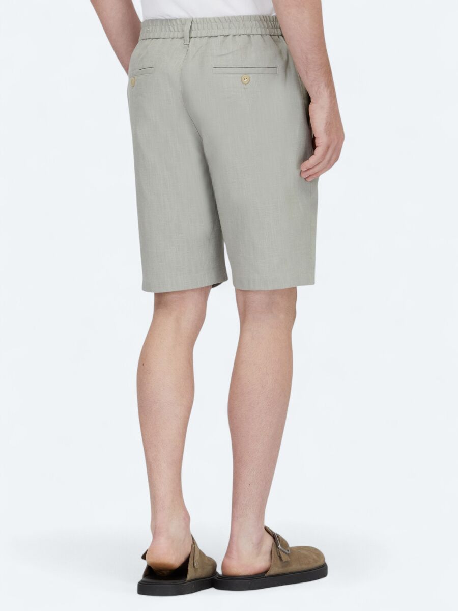 Nile Green Weaving Jogging Fit Casual Cotton Blended Bermuda - 4