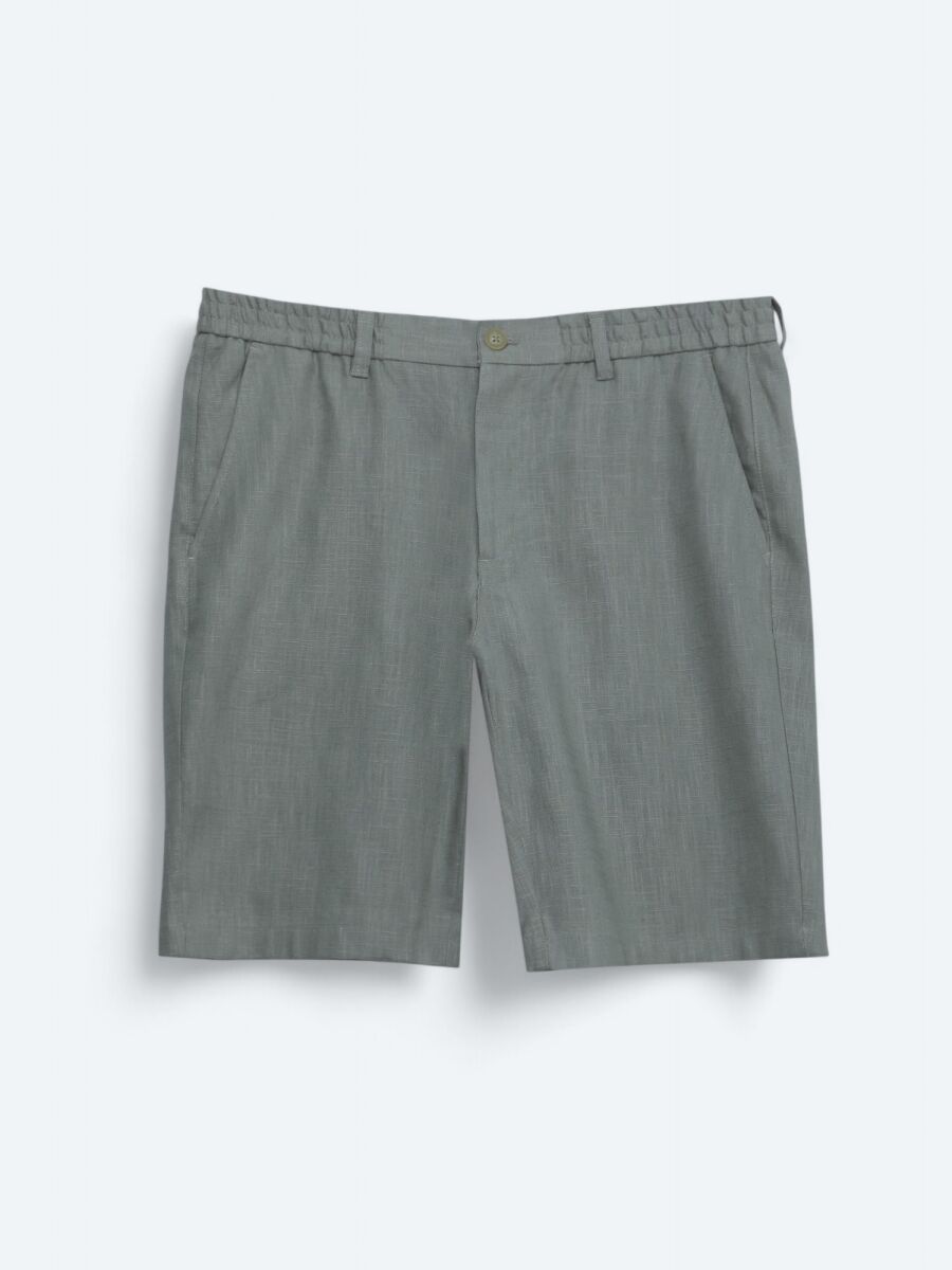 Nile Green Weaving Jogging Fit Casual Cotton Blended Bermuda - 5