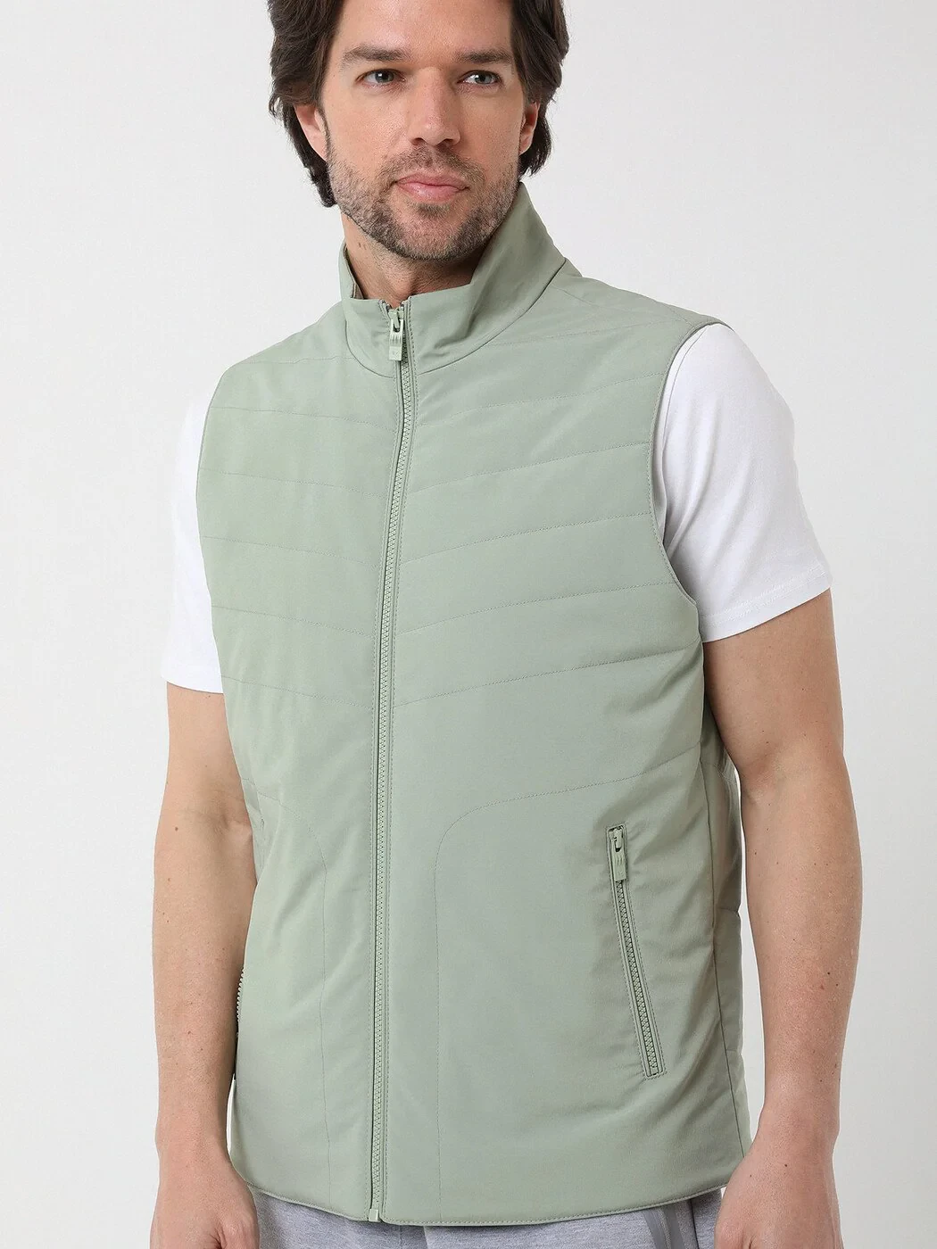 Nile Green Weaving Puffer Vest - 2