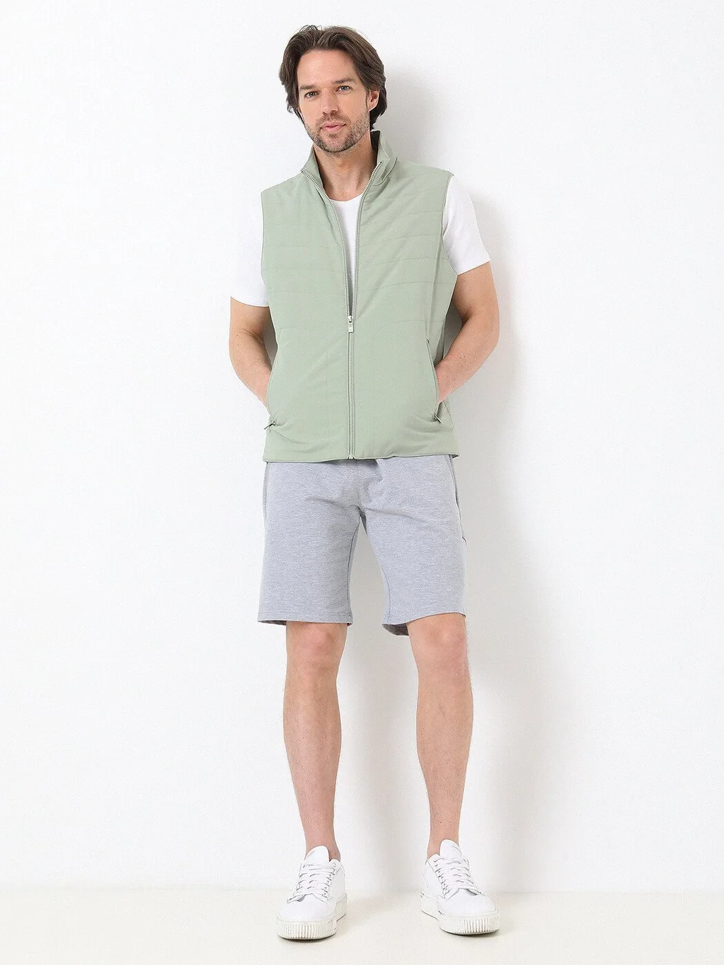Nile Green Weaving Puffer Vest - 4