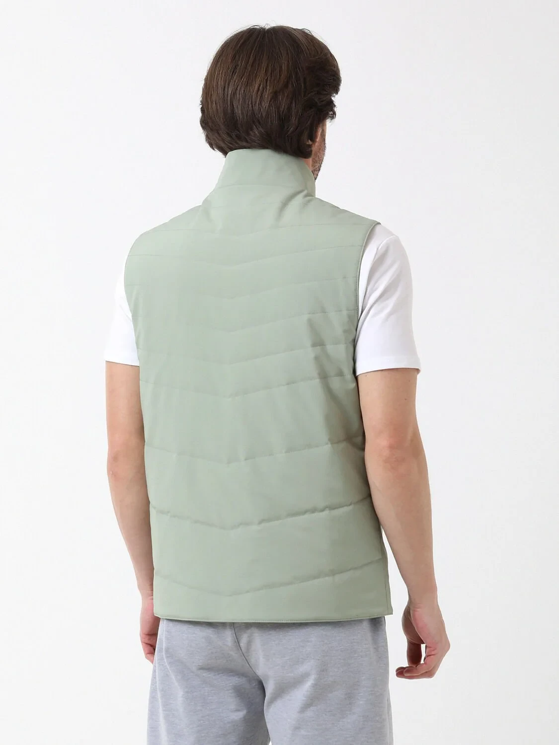 Nile Green Weaving Puffer Vest - 5