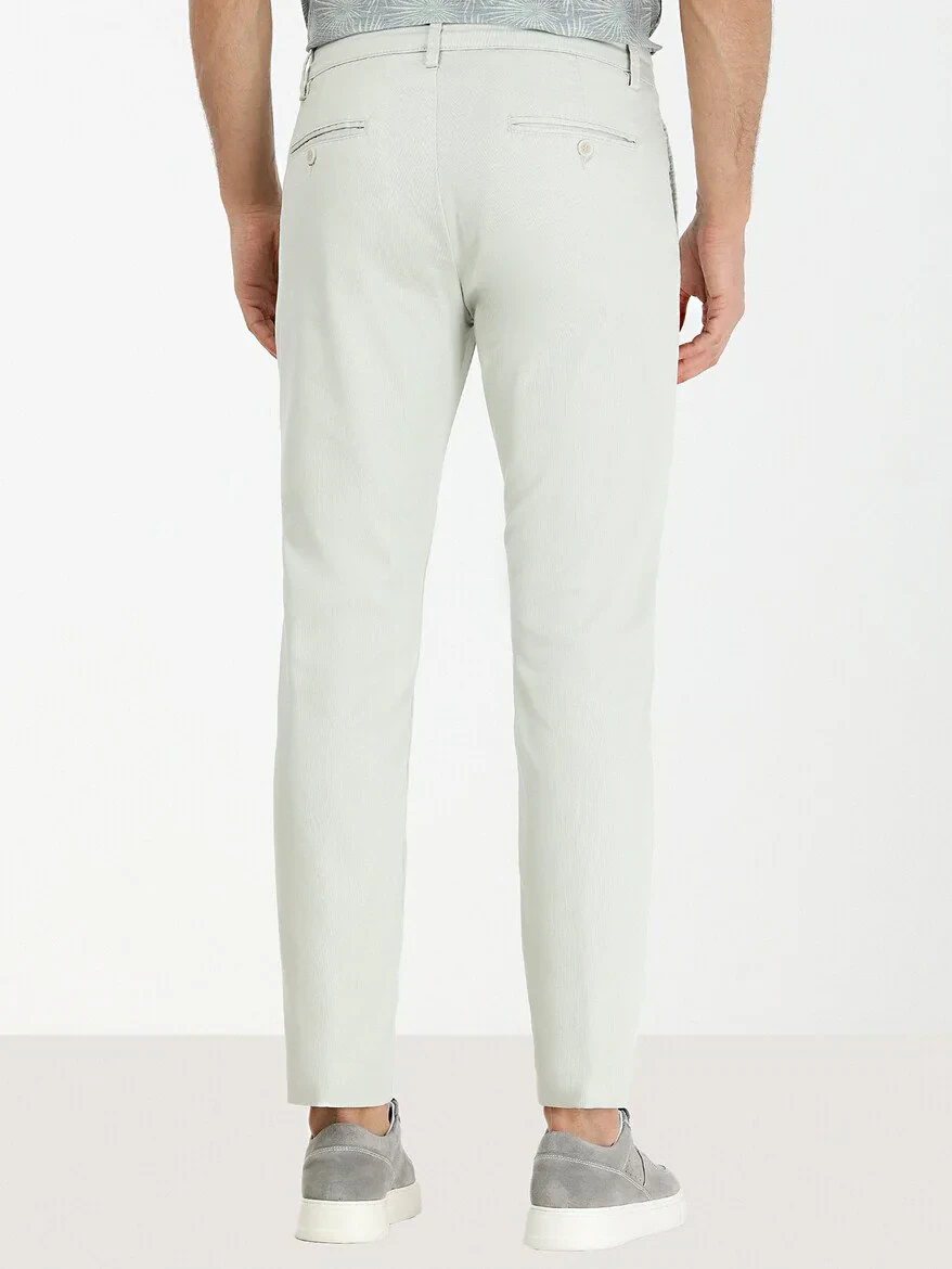 Nile Green Weaving Slim Fit Casual Cotton Blended Trousers - 4