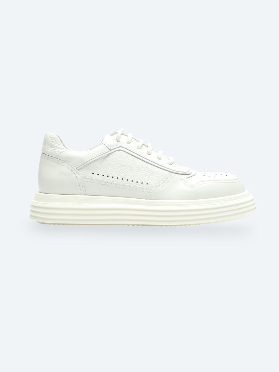 Off White Leather Sneaker - 1