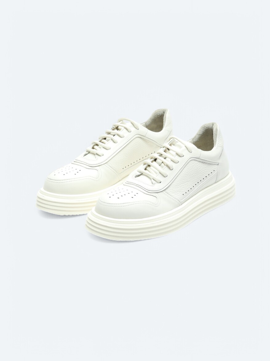Off White Leather Sneaker - KİP