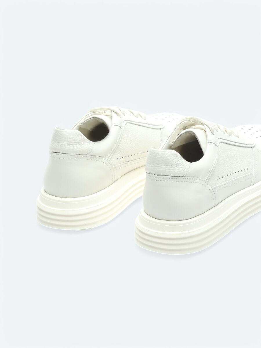 Off White Leather Sneaker - 5