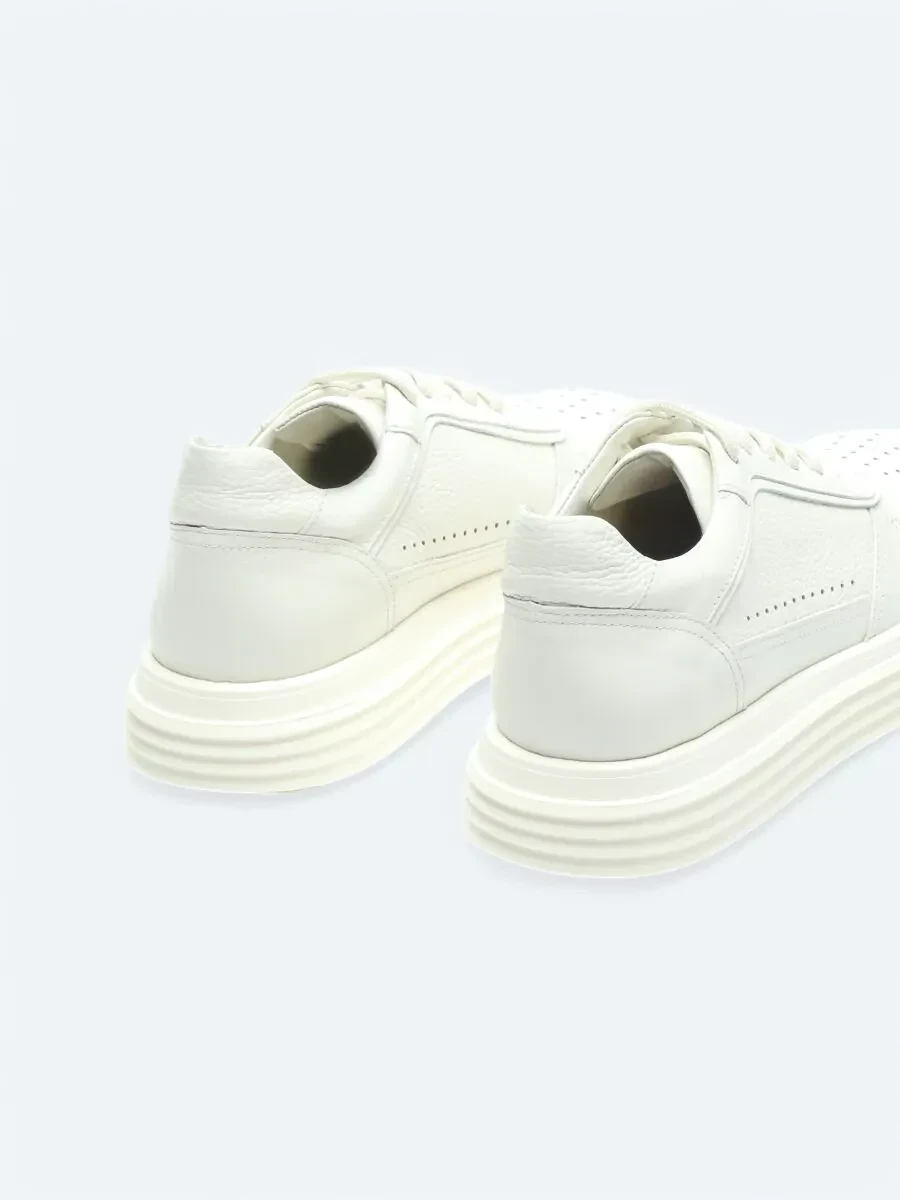 Off White Leather Sport Sneaker - 5