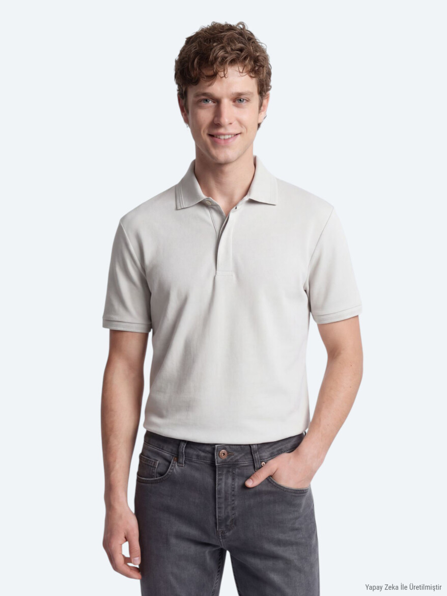 Off White Plain 100% Cotton T-Shirt - KİP