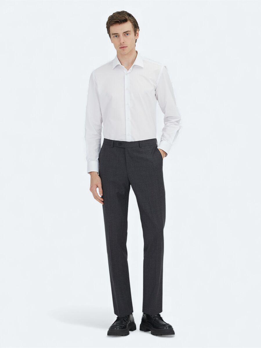 Off White Regular Fit Long Weaving Classical Cotton Blended Shirt - 2