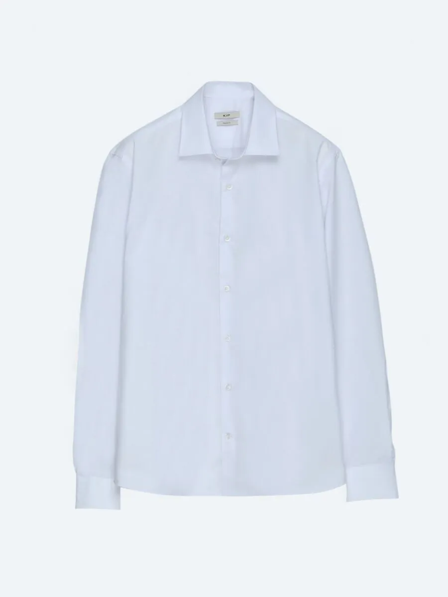 Off White Regular Fit Weaving Classical Cotton Blended Shirt - 7