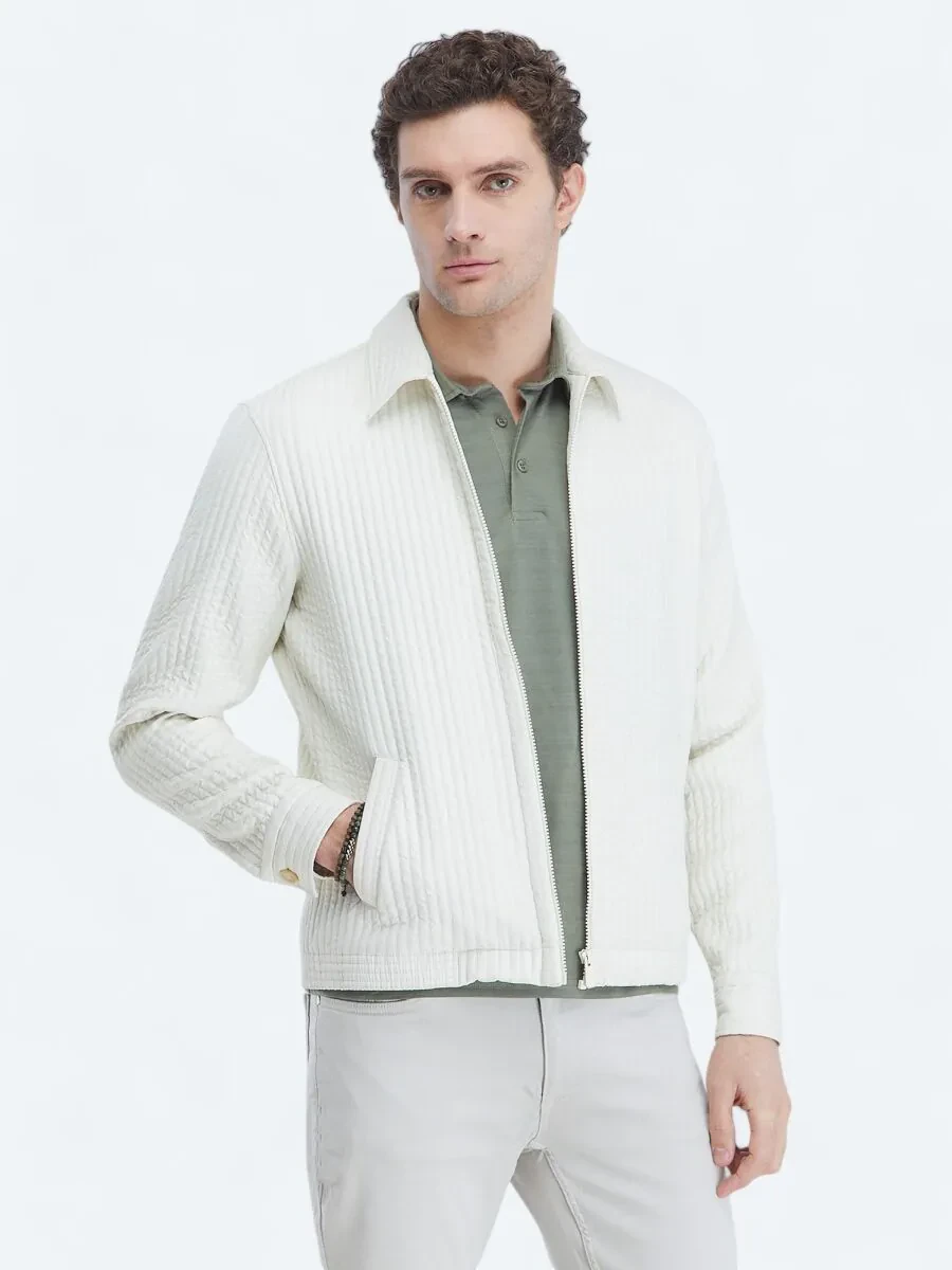 Off White Weaving Coat - 1