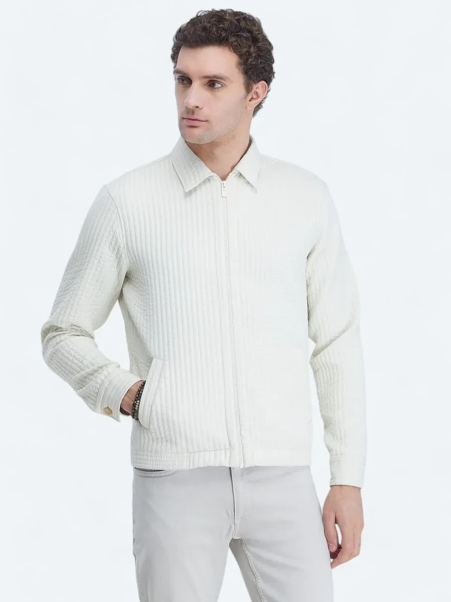 Off White Weaving Coat - 4