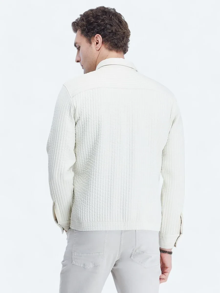 Off White Weaving Coat - 5