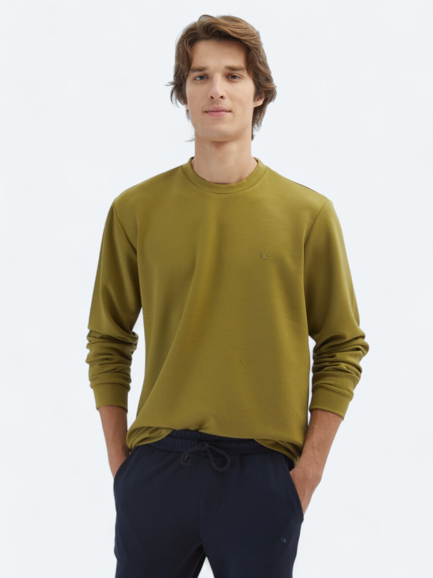 Oil Green Crew Neck Sweatshirt 
