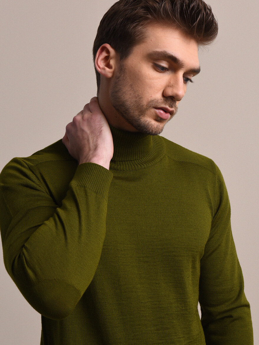 Oil Green Knitwear Sweatshirt - 1