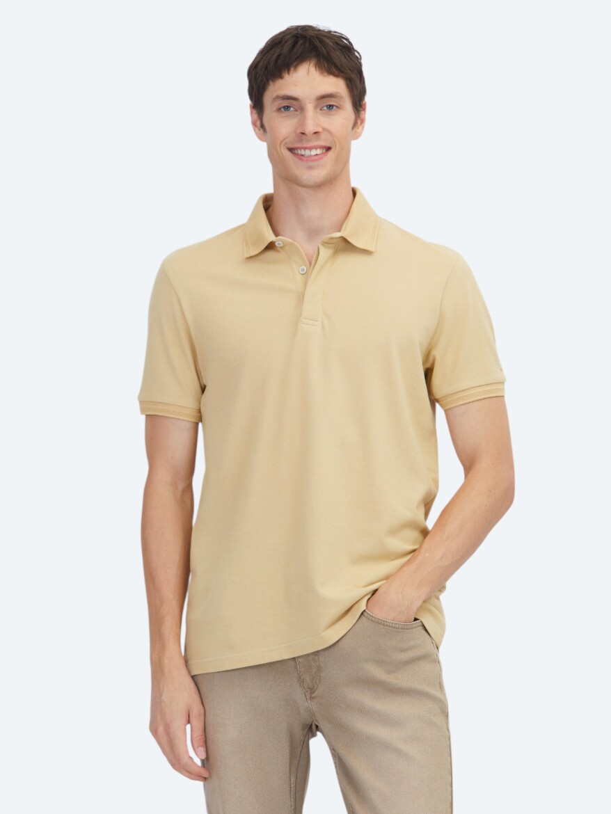 Oil Green Plain 100% Cotton T-Shirt - KİP