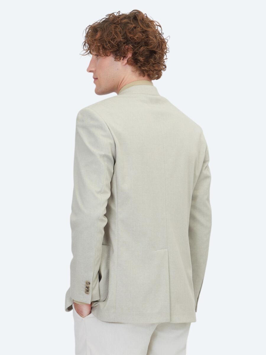 Oil Green Plain Modern Fit Cotton Blended Jacket - 5