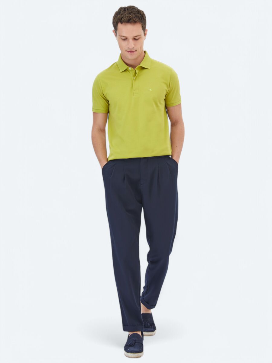 Oil Green Polo Neck 100% Cotton T-Shirt - 2