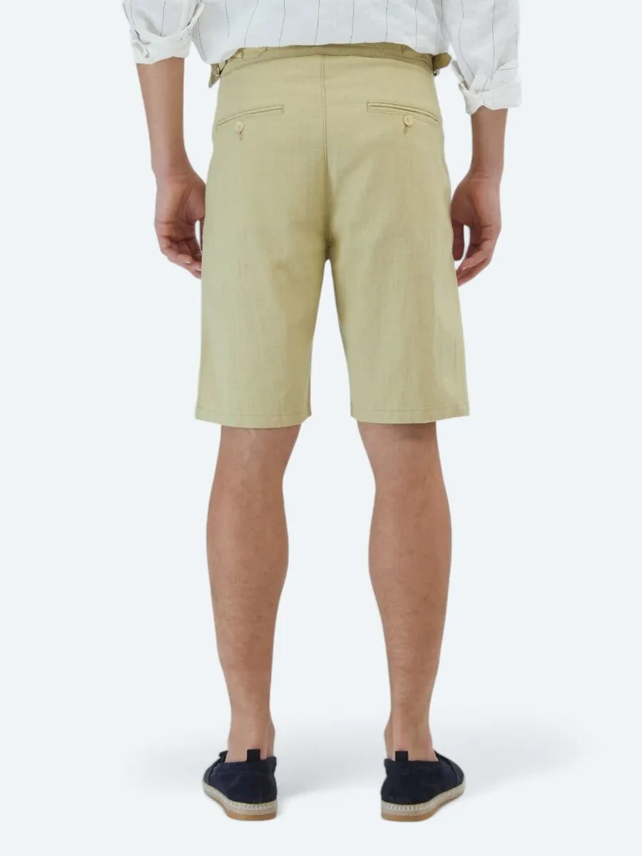 Oil Green Weaving Jogging Fit Casual Cotton Blended Bermuda - 5