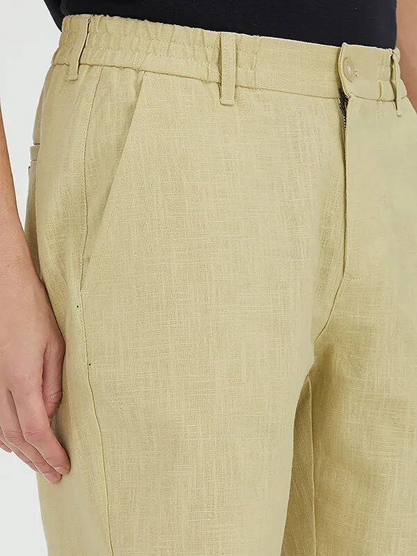 Oil Green Weaving Jogging Fit Casual Cotton Blended Bermuda - 2