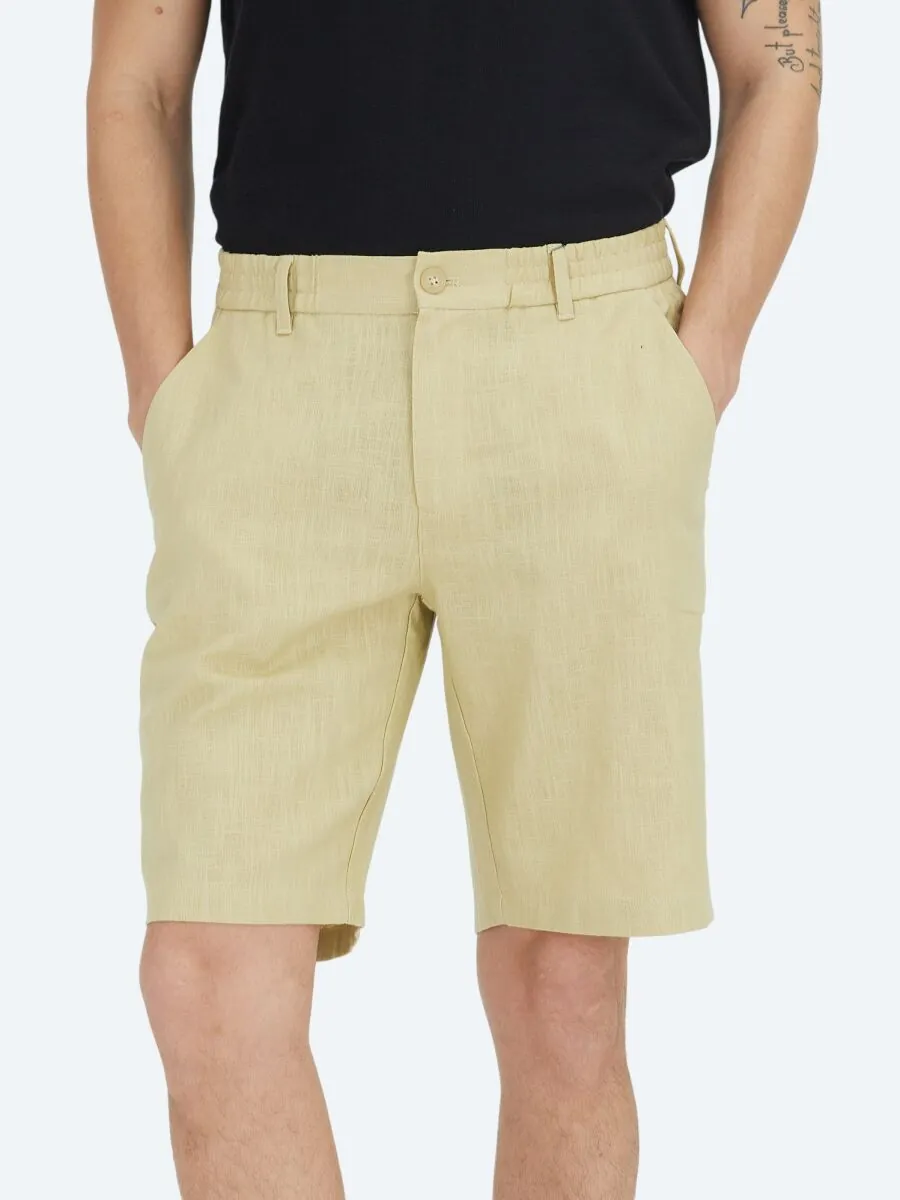 Oil Green Weaving Jogging Fit Casual Cotton Blended Bermuda - 3