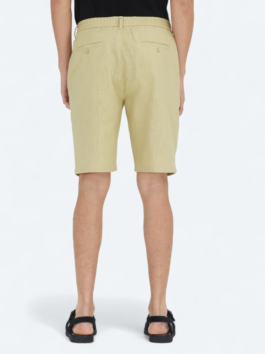 Oil Green Weaving Jogging Fit Casual Cotton Blended Bermuda - 4