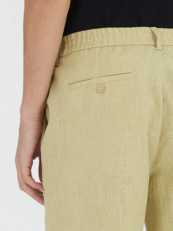 Oil Green Weaving Jogging Fit Casual Cotton Blended Bermuda - 5