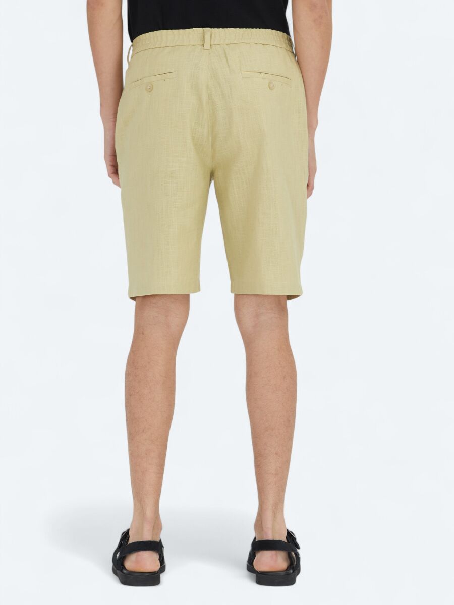 Oil Green Weaving Jogging Fit Casual Cotton Blended Bermuda - 4