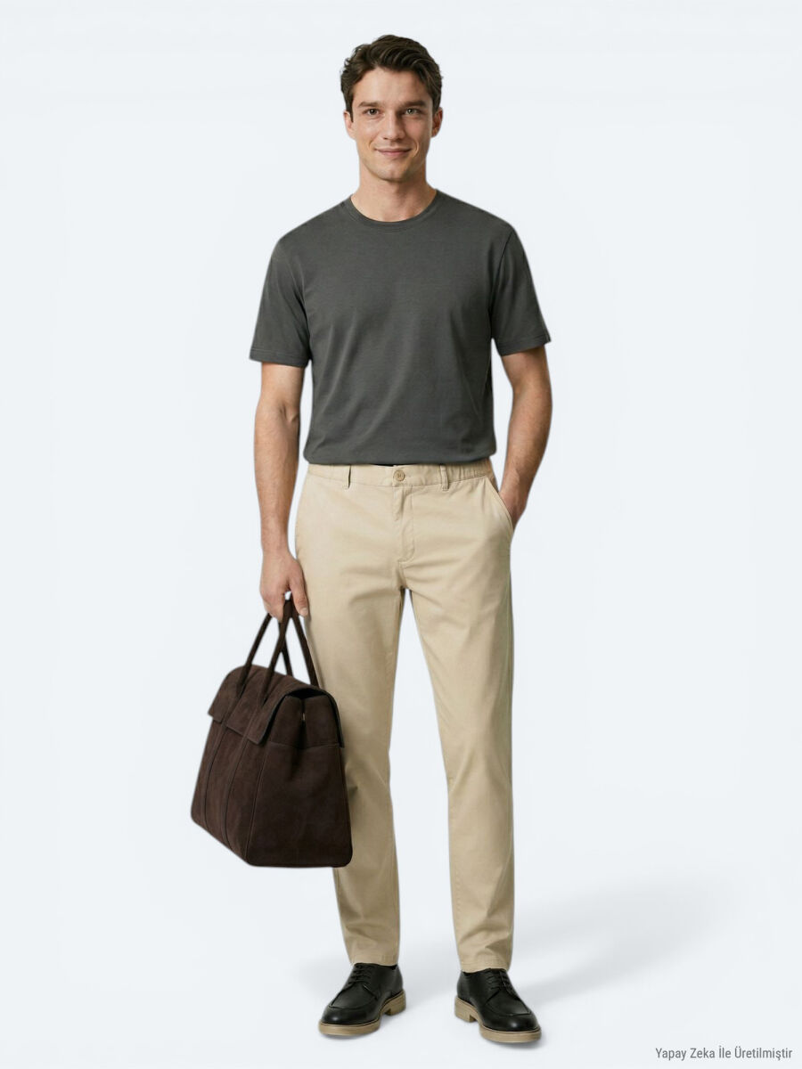 Oil Green Weaving Jogging Fit Casual Cotton Blended Trousers - 1