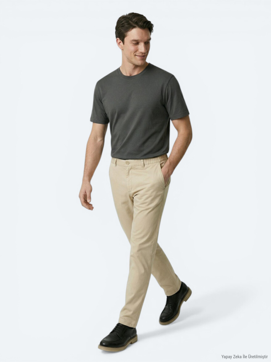Oil Green Weaving Jogging Fit Casual Cotton Blended Trousers - 2