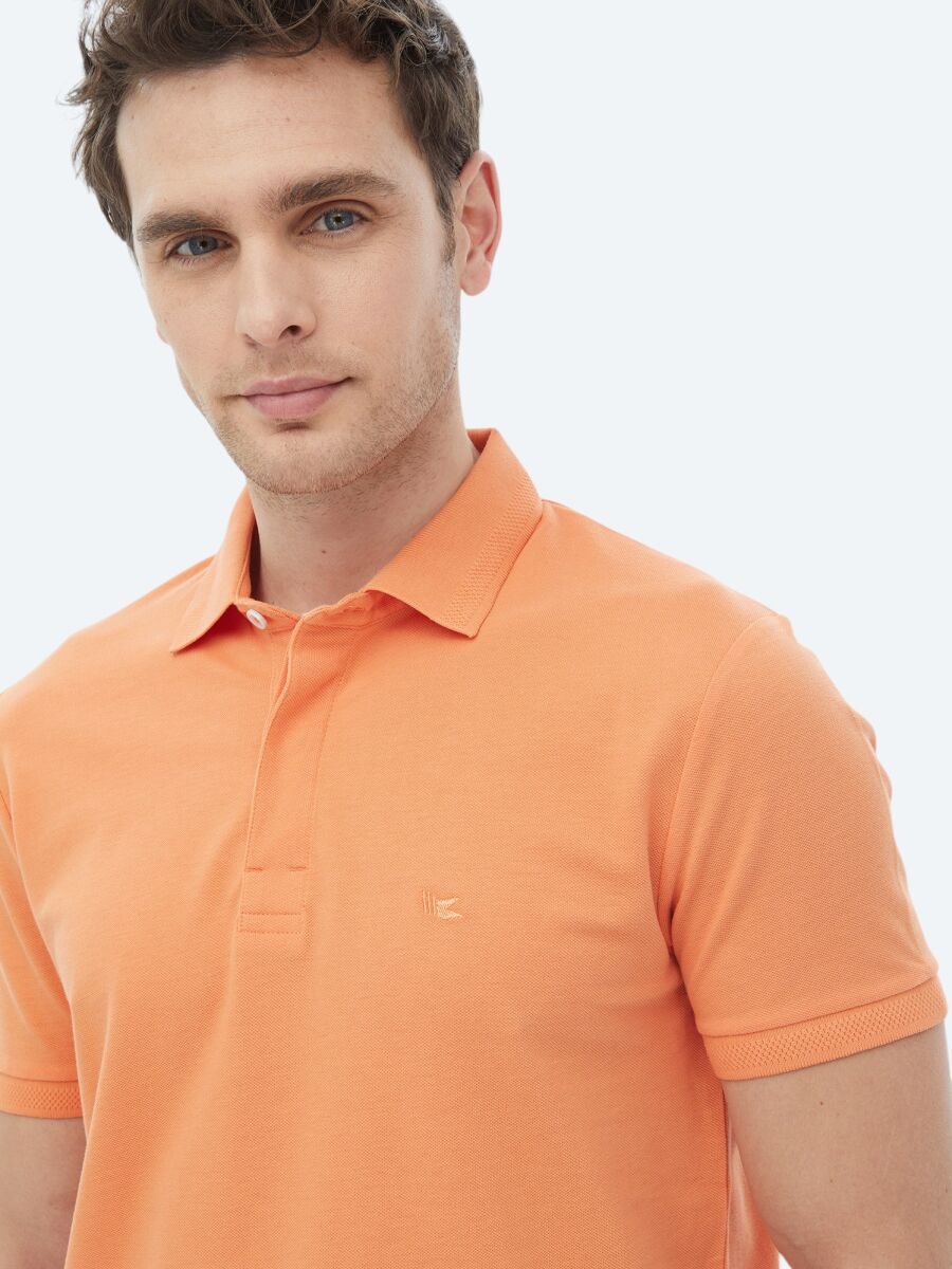 Orange Polo Neck 100% Cotton T-Shirt - 3