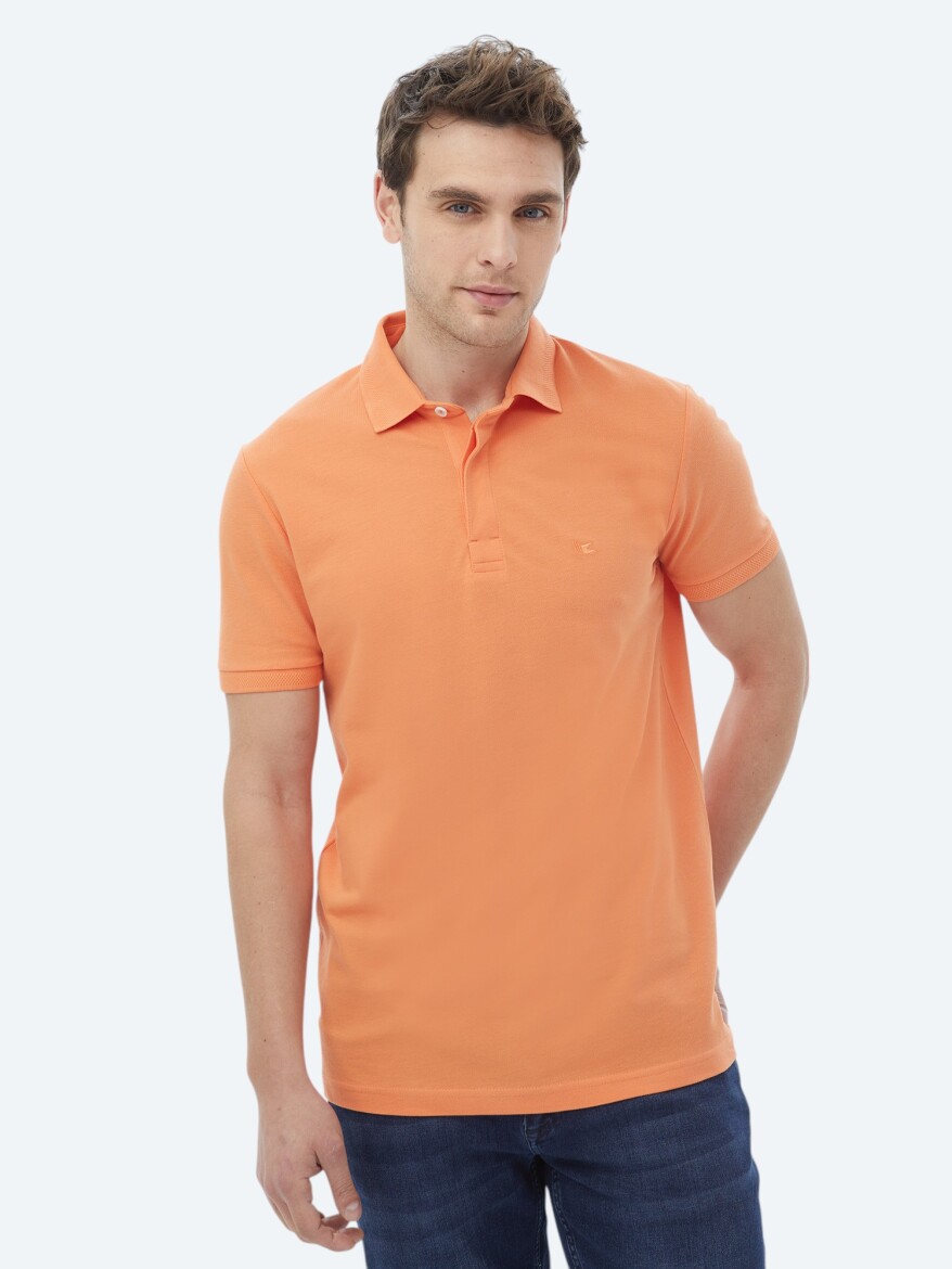 Orange Polo Neck 100% Cotton T-Shirt - 9