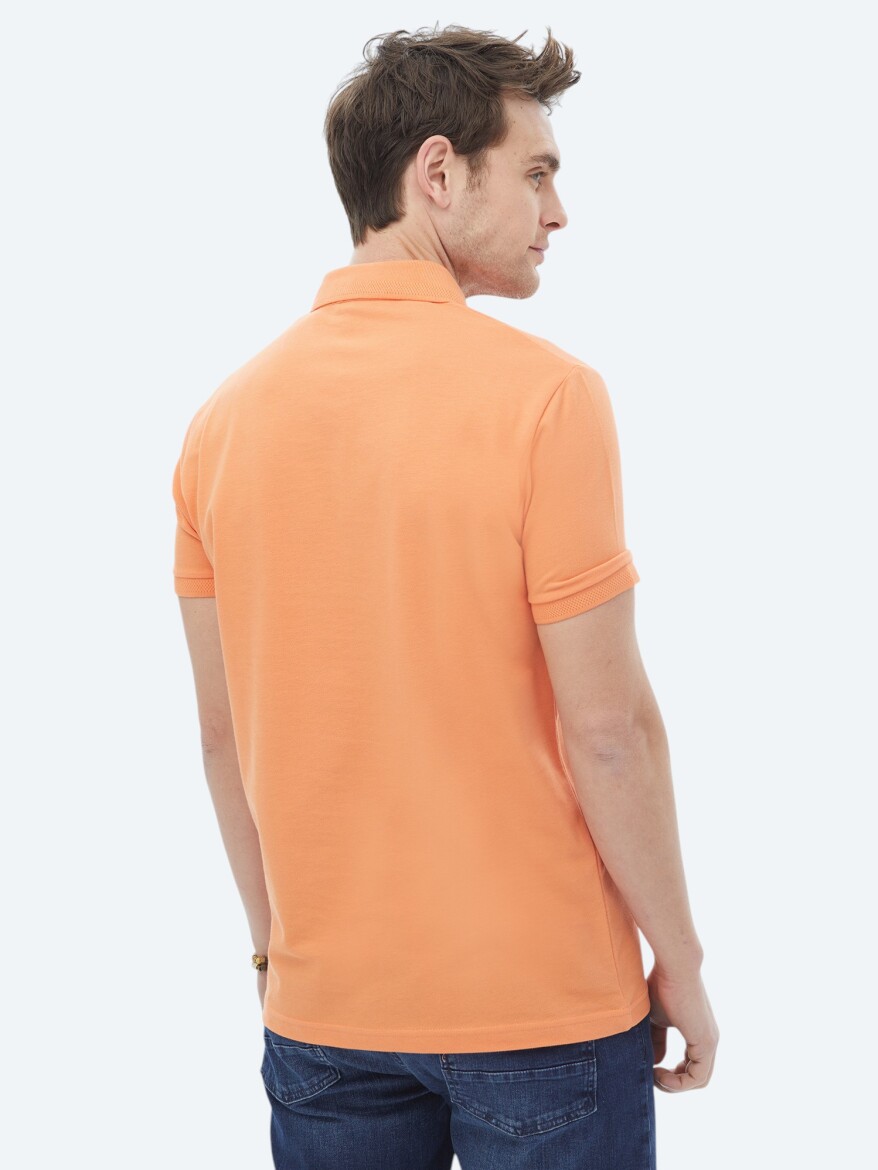 Orange Polo Neck 100% Cotton T-Shirt - 11