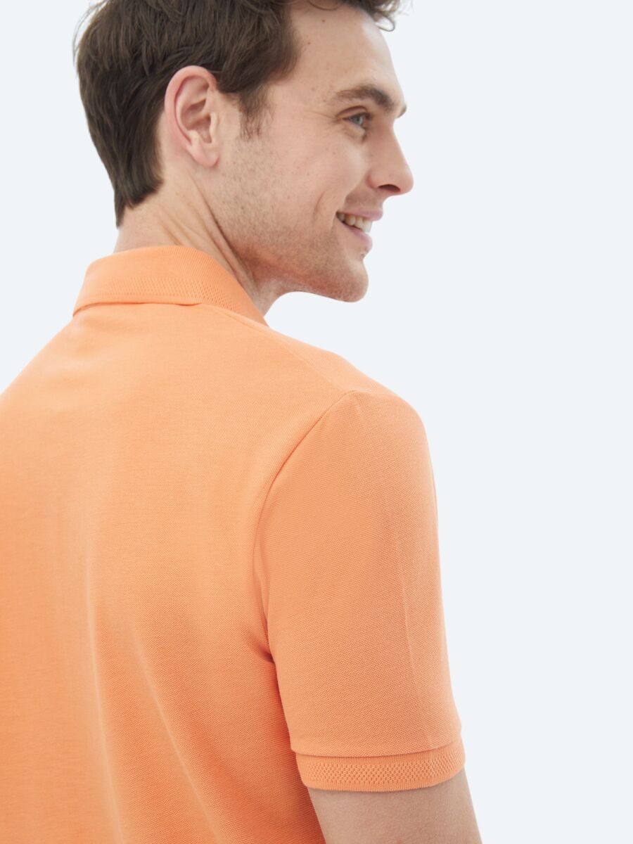 Orange Polo Neck 100% Cotton T-Shirt - 12