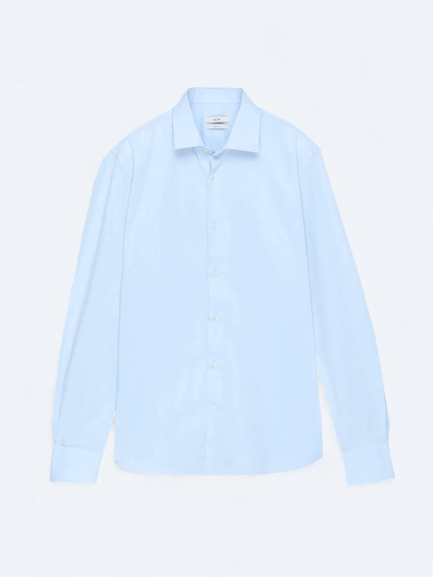 Orta Mavi Regular Fit Dokuma Klasik Pamuk Karışımlı Gömlek - 5