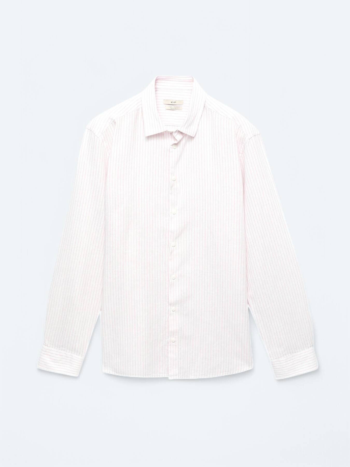 Pembe Çizgili Regular Fit Uzun Dokuma Casual Pamuk Karışımlı Gömlek